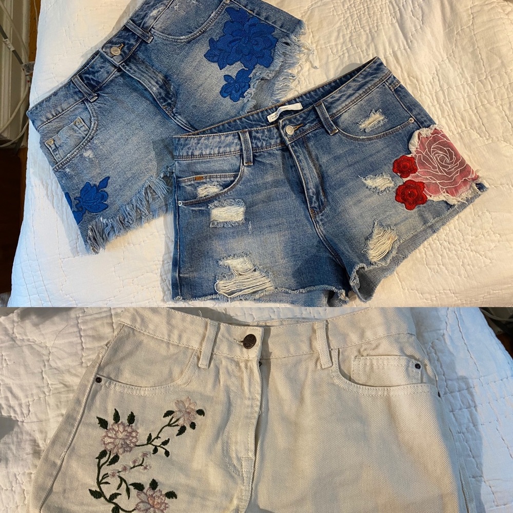 ZARA FLORAL DENIM SHORT BUNDLE!